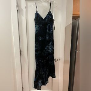 Rimini Velvet Beaded Gown Asymmetrical Slip Dress size 4 never worn w tags